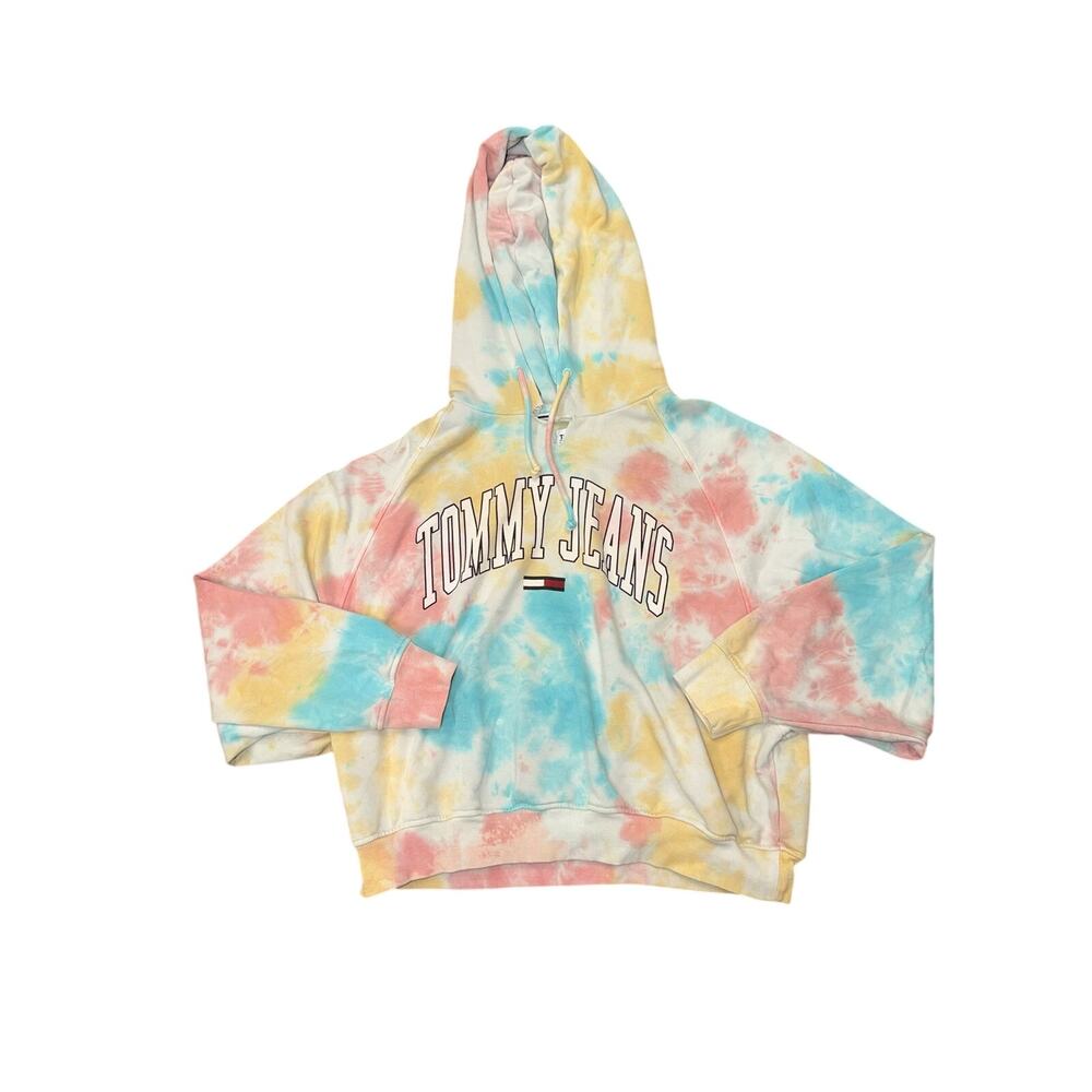 Womens Tye Dye Tommy Hilfiger Large Hoodie Comfy Sporty Sweatshirt